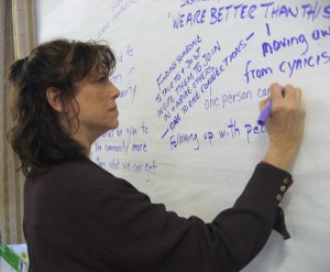Marjorie Larner at the Whiteboard